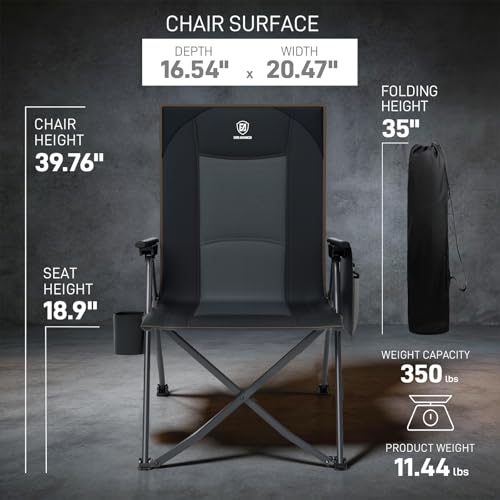 EVER ADVANCED Reclining Camping Chairs for Adult Lightweight, Folding Recliner Chair with Adjustable Back, 4-Level Lounge Chairs, Portable Lawn Chairs for Patio Balcony, Supports 350lbs Black - color: Black, style: Classic