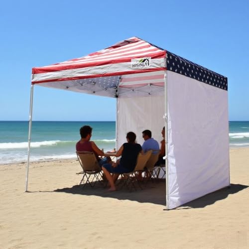 8x8 Pop Up Canopy Tent, Waterproof 210D Oxford, 3 Removable Sidewalls, Vented Roof, Wind-Resistant Steel Frame, UPF 50+, Wheeled Bag, 1-Person Instant Setup, Fits 3-5 People – American Flag - color: American Flag