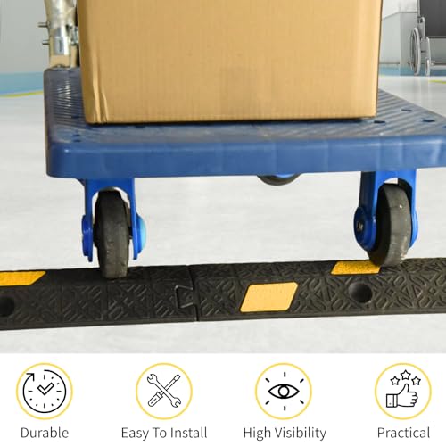 6 Pack 2-Channel Cable Cover Ramp, Rubber Cord Protector with Interlocking Design, Night Visible Floor Wire Management for Road, Stage, Event Use