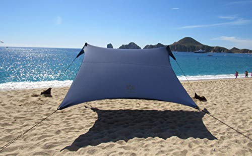 Neso Portable Beach Tent Sun Shelter - Lightweight Beach Shade Canopy - Easy Setup for Family Outings - Patented Reinforced Corners - UPF 50+ Sun Protection - color: Navy