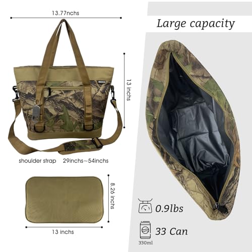 Insulated Cooler Bag, Large Insulated Bag, Reusable Shopping Bags, Leakproof Soft Cooler with BagsBottle Opener, Suitable for Supermarket Shopping, Travel,Beach,Family Picnic,Camping - color: green