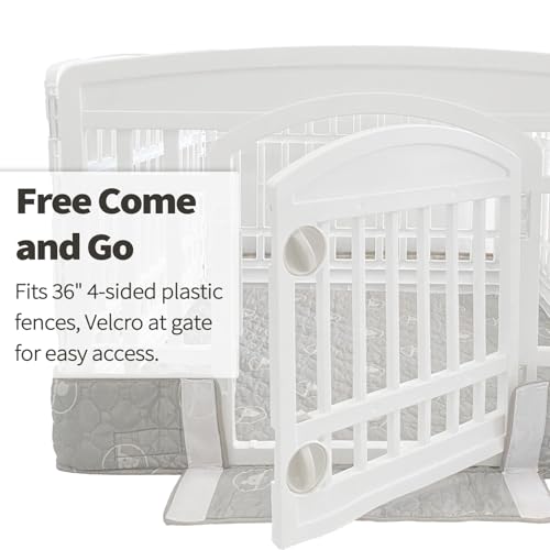 PJYuCien Dog Playpen Bottom Pad Fits for 36 Inch 4 Panels Exercise Pet Pen, Using as a Fence Stabilization and Puppy Pen Mat, Hoop and Loop Design, Grey (Playpen Not Included) - style: Grey Bottom, 36"Width, Grey ( Adhesive Tape Connections )