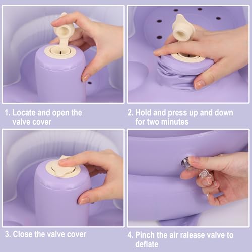 AirSwim Inflatable Baby Chair, Inflatable Baby Seat for Babies 3 Months and Up, Summer Blow Up Chair with Built in Air Pump, Bumbo Seat for Learning to Sit, Palying, Camping, Purple - color: Purple