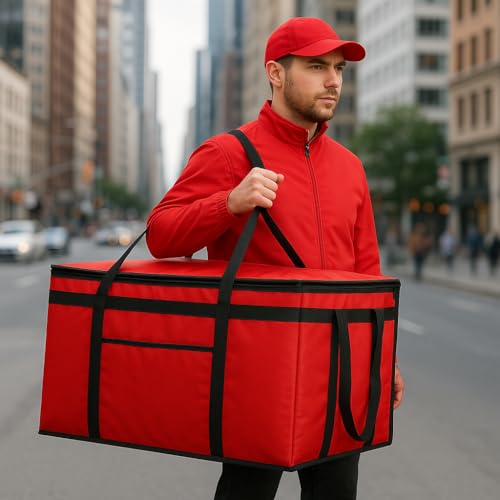 Musbus 2 PACK Extra Large XXXL Insulated Food Delivery Bag Cooler Bags Keep Food Warm Catering Therma for DoorDash - color: Red-B, size: Xxx-large（24w X 15h X 14d）