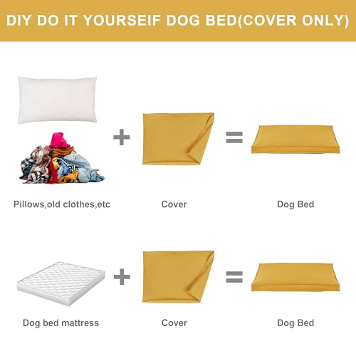 Dog Bed Covers Replacement Washable, Waterproof Dog Bed Cover with Zipper, 44Lx32Wx3H inch Durable Oxford Pet Bed Cover for Outdoor/Indoor Use, Cover Only, Yellow - color: Yellow, size: 44*32*3 inch