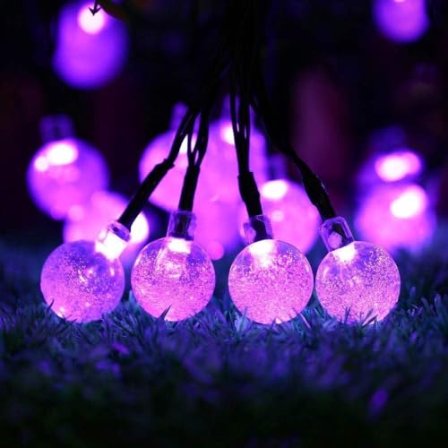 Toodour Solar String Lights Outdoor, 36ft 60 LED Globe String Light with 8 Mode, Waterproof Crystall Ball Lights Solar Patio Lights for Garden, Lawn, Patio, Gazebo, Yard, Outdoor Decor - Purple - color: Purple, size: 36ft