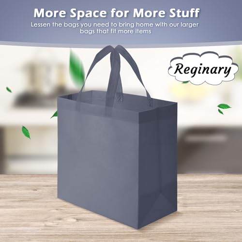 Reginary 100 PCS Reusable Totes Bags - Non Woven Grocery Handle Bags for Shop Events & Retail Store(Dark Gray) - color: Dark Gray