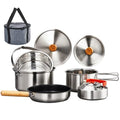 ROVSUN 34/10/6 pcs Camping Cookware Mess Kit, Lightweight Non-Stick Camping Cooking Pot and Pan Set with Stainless Steel Camping Gear Kettle Cup for Open Fire, Backpacking, Outdoor Cooking - style: 6 Pcs