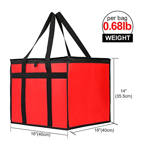 Bodaon Insulated Pizza Delivery Bag, 16" x 16" x 14" Pizza Warmer Bags for Carry Hot, Commercial Delivery Bag, Food Warmers for Parties, Pizza Pack Insulation, Pizza Carrier, Red, 1-Pack - color: Black