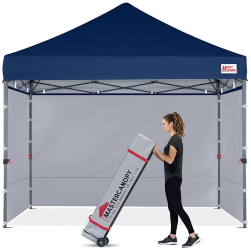 MASTERCANOPY Heavy Duty Pop-up Canopy Tent with Sidewalls (10x10,Navy Blue) - color: Navy Blue, size: 10x10