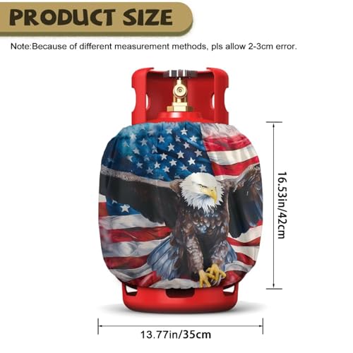 American Eagle Propane Tank Cover Fits Standard 20 lb Tank Cylinde Travel Trailer Propane Covers with Elastic Slip in Gas Cover Water & Wear-Resistant for Outdoor and Indoor Use - color: American Eagle