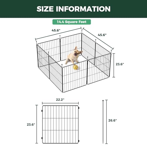 FXW MiniPaws Unleashed Dog Playpen, Expandable & Portable Design for Yard, RV Camping and Indoor Use, for Puppies and Small Dogs, 24-inch 8 Panels - size: 24"H