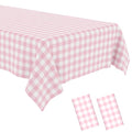 2 Pack Pink Gingham Tablecloth Pink and White Checkered Tablecloths Disposable Plastic Gingham Tablecovers Waterproof Rectangle Picnic Table Covers for Birthday Party Supplies，54 x 108 Inches - color: Pink and White Checkered, size: 54" x 108" Rectangular