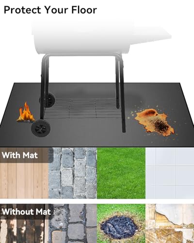 55×39 inch Heavy Duty Large Under Grill Mats for Outdoor Grill, Double-Sided Fireproof, Waterproof, Oil Proof Deck and Patio Protector, BBQ Mat Grill Floor Mats Fireplace Fire Pit Mat - size: 55×39 inch