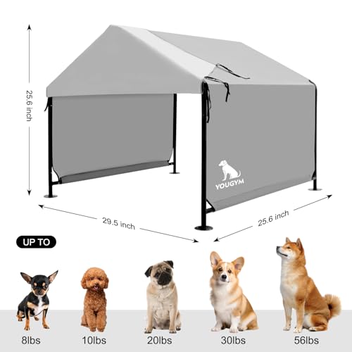 Dog Shade Shelter 2.5'x2.1'x2.1' for Small Dogs, Pet Outdoor Tent with Upgraded Doors, Outside Sun Rain Canopy Pet House for Dogs, Cats, Small Animals and Livestock, Grey - style: Grey-S