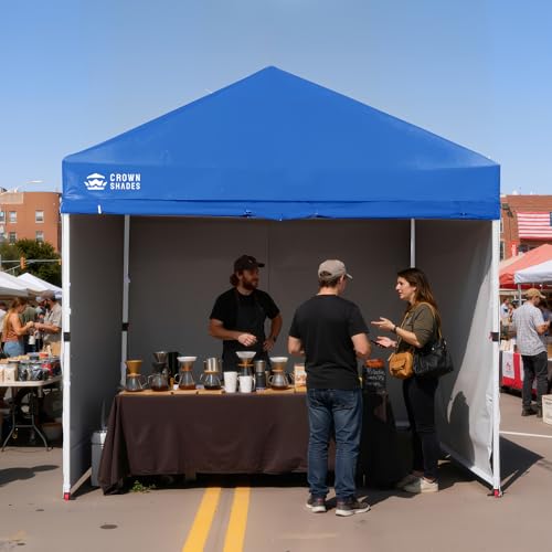 CROWN SHADES 10X10 Commercial Instant Canopy Pop Up Tent with Center Lock, 300D Fabric, 4 Sidewalls, Sto'N Go Bag, Blue - color: Blue, size: 10x10 Classic