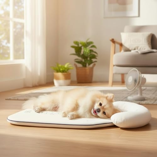 Nona Pelona Self Cooling Pet Mat – Cooling Pad for Cats and Small Dogs – No Gel, No Water, Removable Washable Cover, Anti-Slip Base - color: Cooling Ice Gray