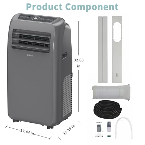 Shinco 12,000 BTU Grey Portable Air Conditioner with Heater up to 450 Sq. Ft, Ac Heater Combo Window Unit, Portable AC Unit with Dehumidifier & Fan, Cools & Heats,Remote Control and Window Kit - color: SPF2-Grey+Heater, size: 12000 BTU