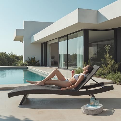 Nestl Chaise Lounge Chair Outdoor Set of 2, Wicker Patio Lounge Chair, Outdoor Lounge Chair with Reclining Backrest - size: Set of 2