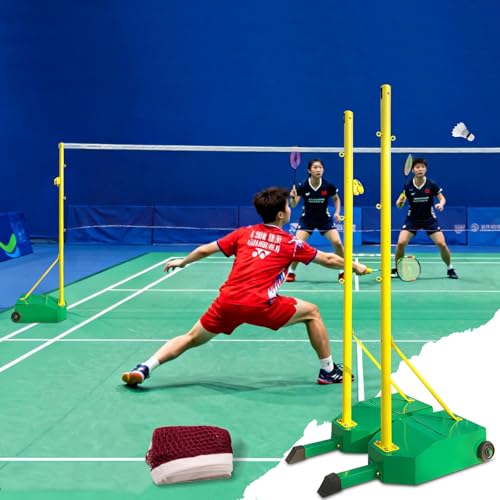 Portable Badminton Nets Pole,Movable Badminton Net Stand with Wheels,5.1ft Badminton Poles,Freestanding Sport Training Equipment for Outdoor & Indoor School Court Backyard Adults Kids Use