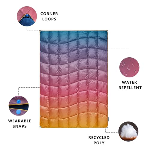 Camping Blanket,MINI Puffy Blanket Lightweight Windproof Water Resistant for Outdoors,Hiking,Beach,Car,Picnic,Stadium - color: Grad Orange, size: 39"x55"