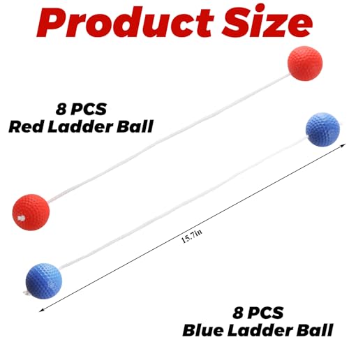 16 Pack Ladder Balls Toss Replacement Set - Ladder Ball for Toss Match(‎Red Blue)