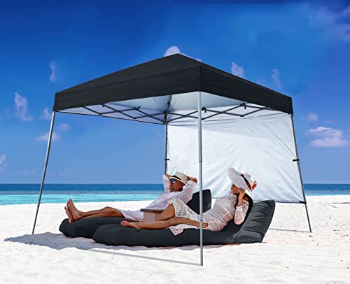 ABCCANOPY Outdoor Pop Up Canopy 10x10 Beach Camping Canopy with 1 Sun Wall, Bonus Backpack Bag, Stakes and Ropes, Black - color: Black, size: 10x10