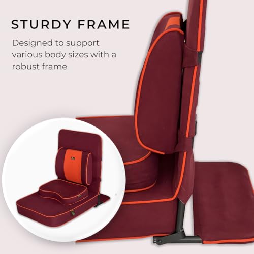 Friends Of Meditation Extra Large Meditation Chair | Floor Chair with Back Support | Yoga Chairs for Adults | Portable Folding Chair | Yoga Chair with Cushion & Meditation Block | Maroon | 24x22 in - color: Maroon