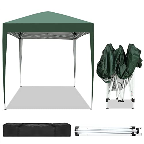 6.5x6.5ft Outdoor Pop Up Canopy Tents,Portable Instant Folding Shelter Gazebos,Waterproof Beach Tents,Easy Up Instant Commercial Canopy Tent,with Carry Bag,for Garden Event Wedding Party BBQ (Green) - color: Green, size: 6.5x6.5ft
