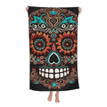 Sugar Skulls Day of the Dead Beach Towel Oversized 52 x 32 in Sand Free Pool Swim Towels for Adult Travel Blanket Lightweight Quick Dry Absorbent Bath Towels Cruise Vacation Accessories