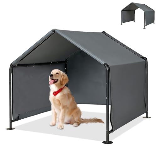 Large Dog Shades for Outside - LitaiL Outdoor Dog Kennel for Small Dogs, 47.2" x 47.2" x 39.4" Outdoors Sun Rain Canopy Pet House, Waterproof Dog House Pet Canopy Shelter for Small Animals - color: Grey, size: Extra Large