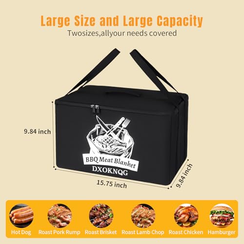 BBQ Insulated Food Bag - 5-Layer Thermal Cooler/Warmer for Grilling, Picnics | Collapsible, Waterproof, Large Capacity (Fits Roasts, Burgers & More) - color: Black