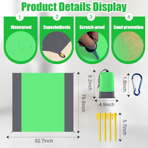 Waterproof Outdoor Mat Sandproof Blanket Lightweight Camping Ground Cover for Family Travel Relaxing Picnic Use 1 Pcs(Grey Green) - color: Grey Green