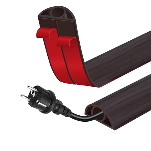 Floor Cord Cover for Wires on Floor Self Adhesive Cord Hider Floor Cable Management Wire Covers for Cords Protector Prevent Cable Trips Cord Cavity W 0.32" x H 0.32", Black Walnut, 3.3Ft - color: Black Walnut, size: 0.78 In x 3.3 Ft