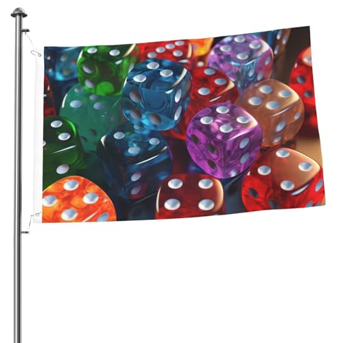 Flag 2x3 FT Double Sided Outside Large Banner Games Dice Set Garden Flag House Flag Welcome Flag Yard Flag Summer Decorative Flag Fade Resistant Banner for Outdoor Porch Holiday Yard Decor