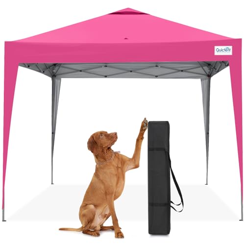 Quictent 10x10 Pop Up Canopy Tent Without Sidewall, Instant Setup Gazebo for 1 Person, Portable & Compact, Waterproof & UV Protection, Ideal for Camping, Beach, Parties, and Outdoor Events - color: Pink, size: 10x10 without Sidewall