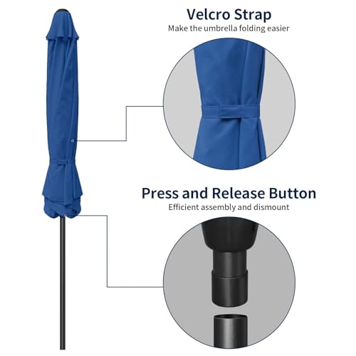 Simple Deluxe 9' Patio Umbrella Outdoor Table Market Yard Umbrella with Push Button Tilt/Crank - color: Blue, size: 7.5ft