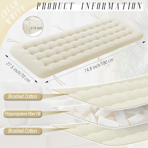 Vercraft Long Floor Cushion Large Floor Cushion with Brushed Cotton 74.8 x 27.5 x 3.15 in Jumbo Lounger Pillow for Outdoor Indoor Bay Window Meditation Yoga Reading Sleeping(1 Pc,Cream White) - color: Cream White