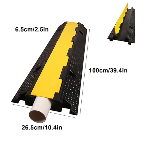1-Channel Rubber Cable Protector Ramps, Cable Protector, Cable Protector Ramp, with Yellow Plastic Lid Linkable Floor Cable Cover Cord Channel Outdoor Cable Protector (Color : 3 Pack) - color: 3 Pack