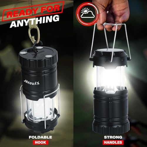 4-Pack Solar Camping Lanterns,Rechargeable LED with USB/Solar/AA Battery,Magnetic Base,Hanging Hook,Collapsible, Waterproof for Emergency, Hiking,Hurricane,Campsites,Lanterns for Power Outages - style: 3 in 1 Lanterns（4-Pack）