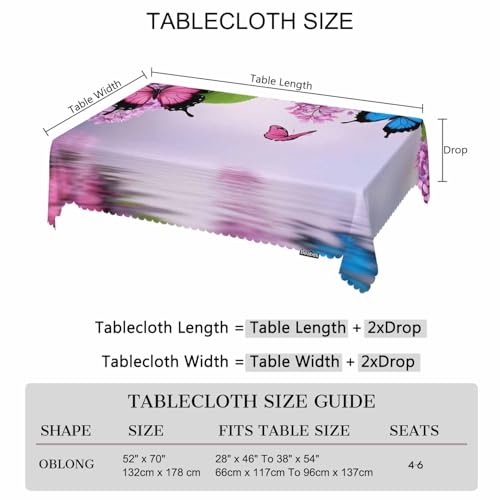 Butterfly Kitchen Tablecloth Nature Flowers Butterflies Indoor Outdoor Table Cover Anti-Oil Table Cloths for Wedding Banquet Dinner Tablecloths, 52x70 Inch(4-6 Seats) Blue Purple - color: Butterfly