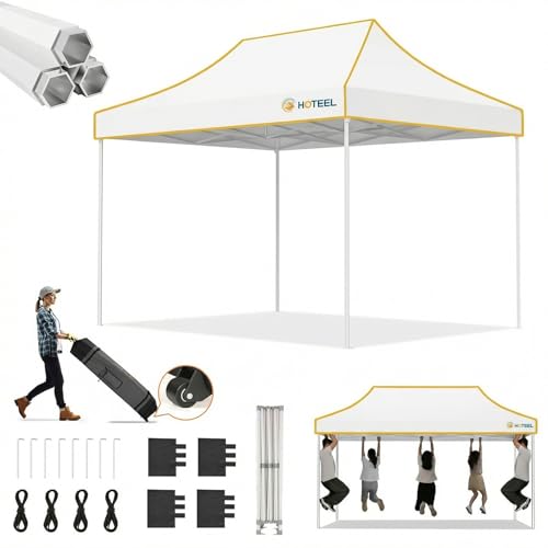 Hoteel 10x15 Pop Up Canopy Tent Heavy Duty Without Sidewalls, Waterproof Party Tent, Easy Set-up Commercial Instant Tents with Roller Bag & Sandbags, Hexagonal Leg (1-Year Warranty) - color: White, size: 10×15 （no Walls）