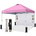CROWN SHADES Canopy Tent, 10 x 10 Foot Portable Pop Up Outdoor Shelter with Pocket Sidewall, Push Center Lock, UV Protection, and Carry Bag, Pink - color: Pink
