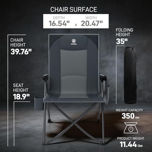 EVER ADVANCED Reclining Camping Chairs for Adult Lightweight, Folding Recliner Chair with Adjustable Back, 4-Level Lounge Chairs, Portable Lawn Chairs for Patio Balcony, Supports 350lbs Grey - color: Grey, style: Classic