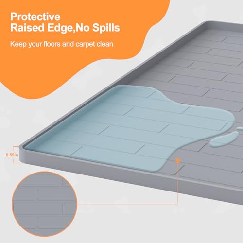 Pee Pad Tray Holder for Dogs,Non-Slip Silicone Dog Puppy Pad Holder,34 x 28 Inch Puppy Potty Training Pads,No Spill Raised Lip High Edge,Portable, Leak-Proof Mat Trays for Indoor Floor Protection - color: Light Gray, size: 34"L x 28"W