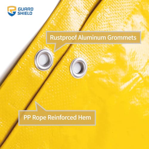 GUARD SHIELD Tarp 12x16 Feet Waterproof Yellow/Silver Tarps 8Mil Multi Purpose UV Resistant Cover for Outdoor,Camping,Tent,Boats - color: Yellow/Silver, size: 12x16 Feet