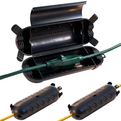 3Pack Outdoor Extension Cord Cover, IP44 Waterproof Extension Cord Protector for Outdoor Connections, Weatherproof Safety Box for Holiday Lights, Garden Tools & Outdoor Appliances, Black - color: Black-Big