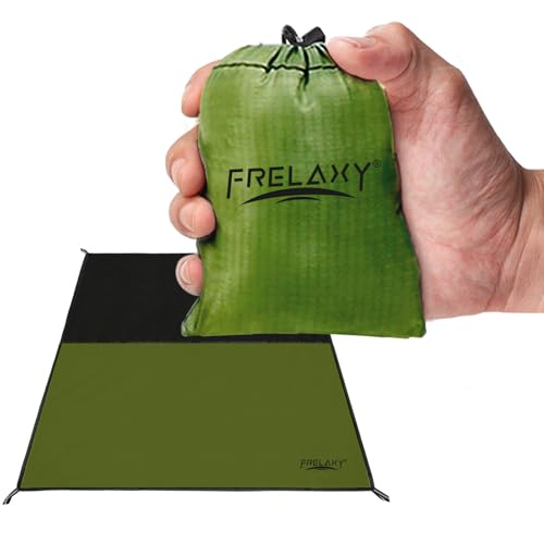 Frelaxy Pocket Picnic Blanket, Waterproof Sandproof Beach Mat, Compact Camping Tarp for Festivals, Hiking, Travel, Outdoor Recreation (Army Green, 35'' x 57'') - color: Army Green, size: 35'' X 57''