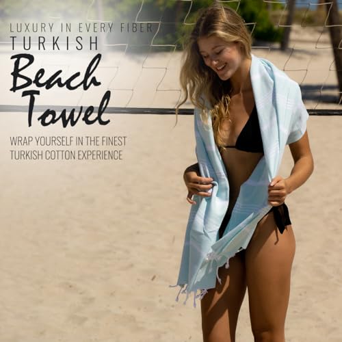 Beach Towel 100% Cotton Turkish Beach Towel Adult 38x70 Inch Pre-washed Absorbent Extra Large|Sand Free Quick Dry BathTowels|Lightweight Blanket|Travel Cruise Camping Spa Gym Sports Towel|Fair Aqua - color: Aqua