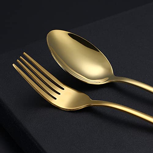 Portable Utensils Set with Case,Reusable Office Flatware Set,Healthy Travel Cutlery Set 3 PCs Stainless Steel Fork, Spoon,Knife Cutlery Ideal for Travel, Lunch Box and Camping (Gold-3PCs) - color: Gold - 3 PCs